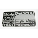 Label (sealey sr123) 120.912477