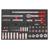 Teng Tools 1/4" & 1/2" Socket Set 6 pt FOAM4X4 126 Pieces