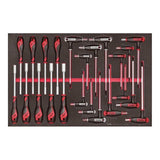 Teng Tools Nut Driver & Hex/TX T-Handle Set FOAM4X4 23 Pieces