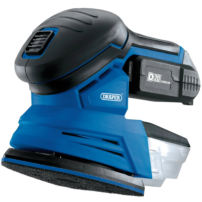 D20 20V Tri-Base Detail Sander, 1 x 2.0Ah Battery, 1 x Charger - D20TBS135SET