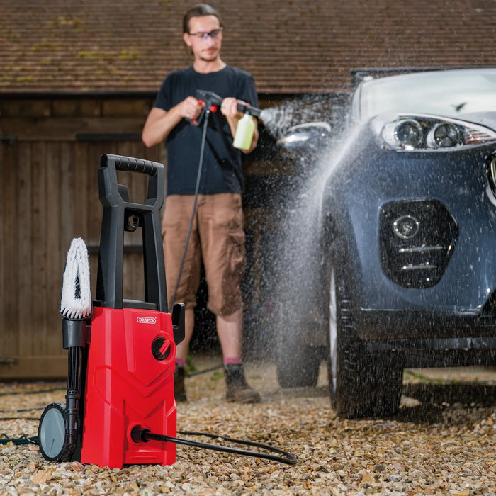 Draper 230V Pressure Washer, 1600W, 135Bar, Red - PW1600/90D/RED