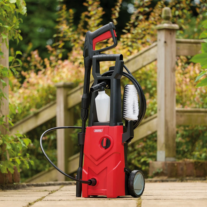 Draper 230V Pressure Washer, 1600W, 135Bar, Red - PW1600/90D/RED