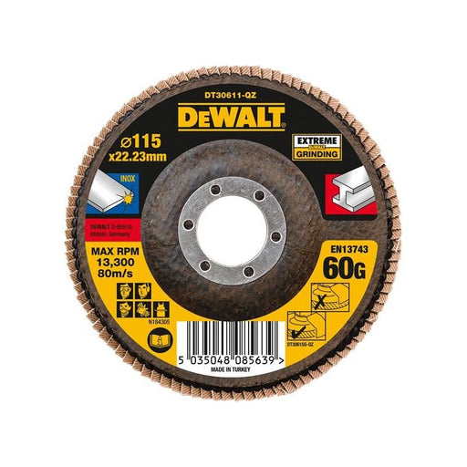 Dewalt Power Tools Extreme Flap Disc 115 x 22.2mm 60G DeWALT Power Tools - Town Tools