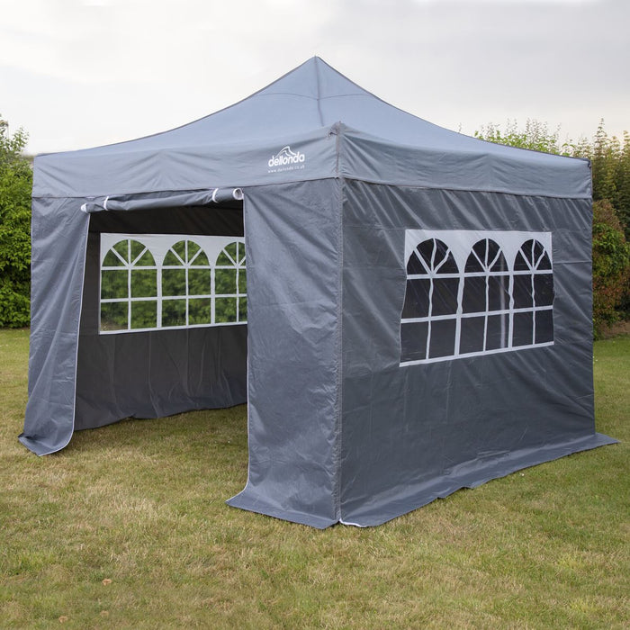 Dellonda 3x3m Pop-Up Gazebo & Side Walls Water Resistant Fabric - Grey