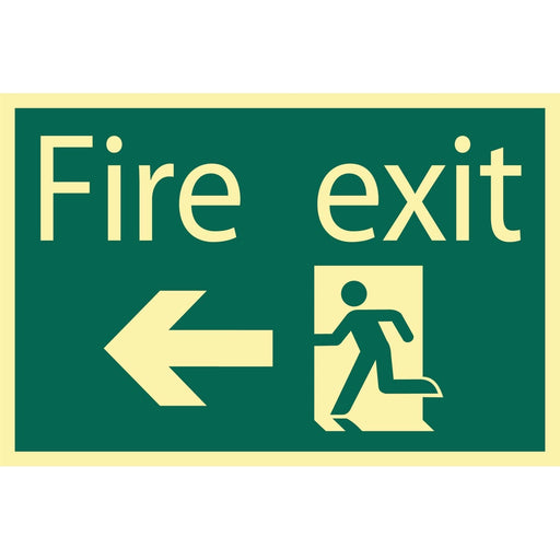 Draper Glow In The Dark 'Fire Exit Arrow Left' Safety Sign 72721 Draper - Town Tools 