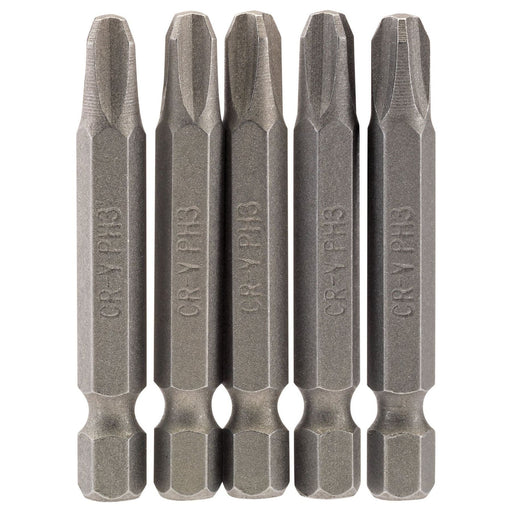 Draper Cross Slot Insert Bit, 1/4" Hex, 50mm Long, No.3 (Pack of 5) 64290 Draper - Town Tools 