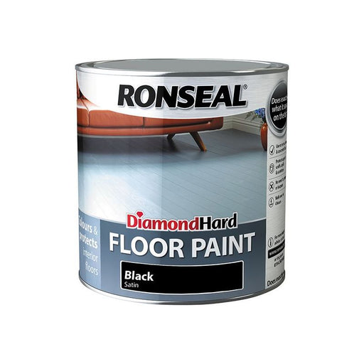 Ronseal Diamond Hard Floor Paint Satin Black 2.5 litre Ronseal - Town Tools