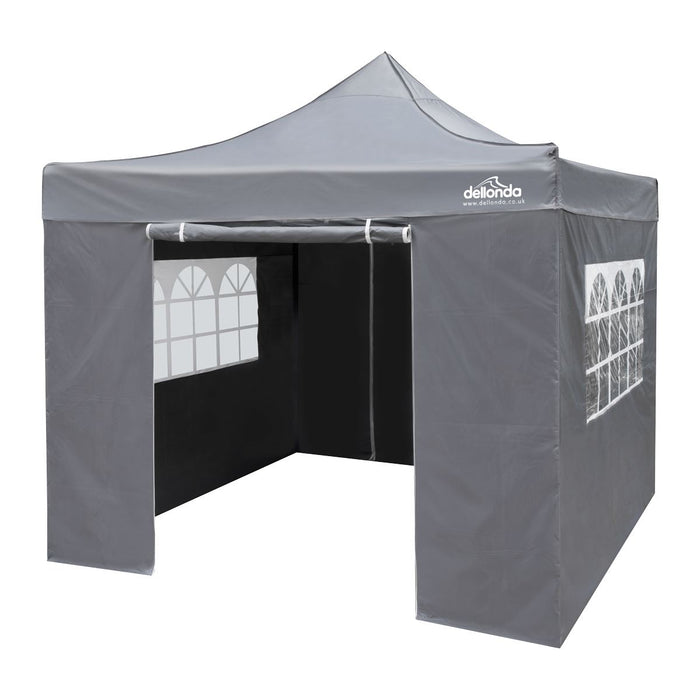 Dellonda 3x3m Pop-Up Gazebo & Side Walls Water Resistant Fabric - Grey