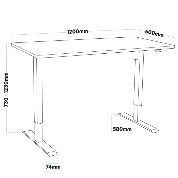 Dellonda Single Motor  Adjustable-Height Electric Sit/Stand Desk - Oak Desktop