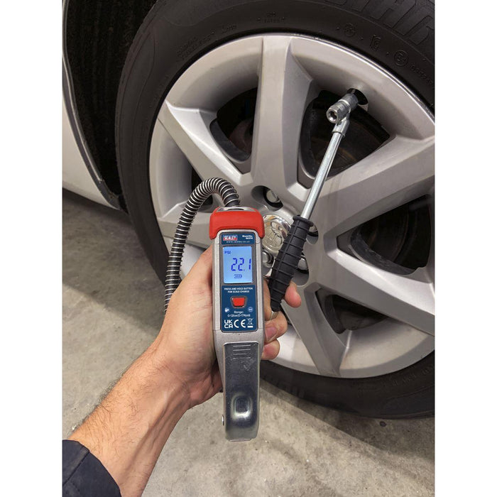 Sealey Digital Tyre Inflator 0.5m Hose with Twin Push-On Connector SA374 Sealey - Town Tools 