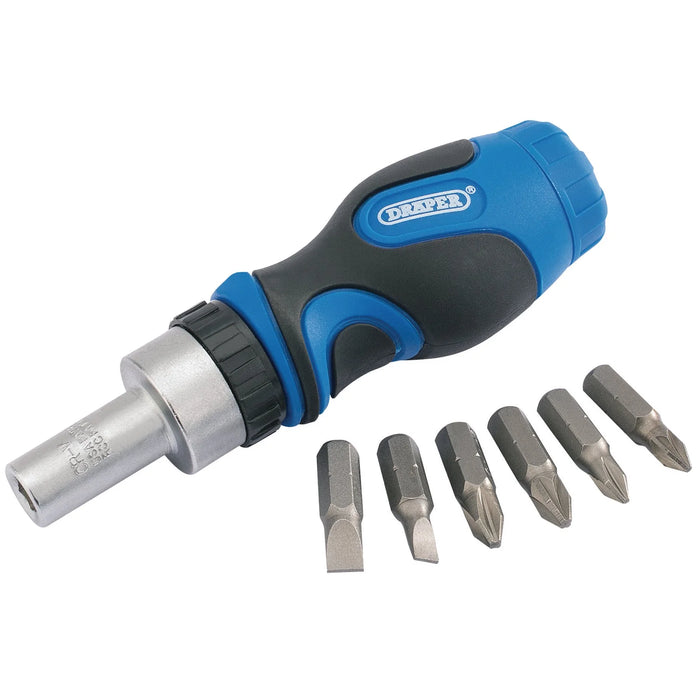 Draper Stubby Ratchet Screwdriver and Bit Set (7 Piece) - 865/7
