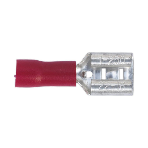 Sealey Push-On Terminal 6.3mm Female Red Pack of 100 RT21 Sealey - Town Tools 