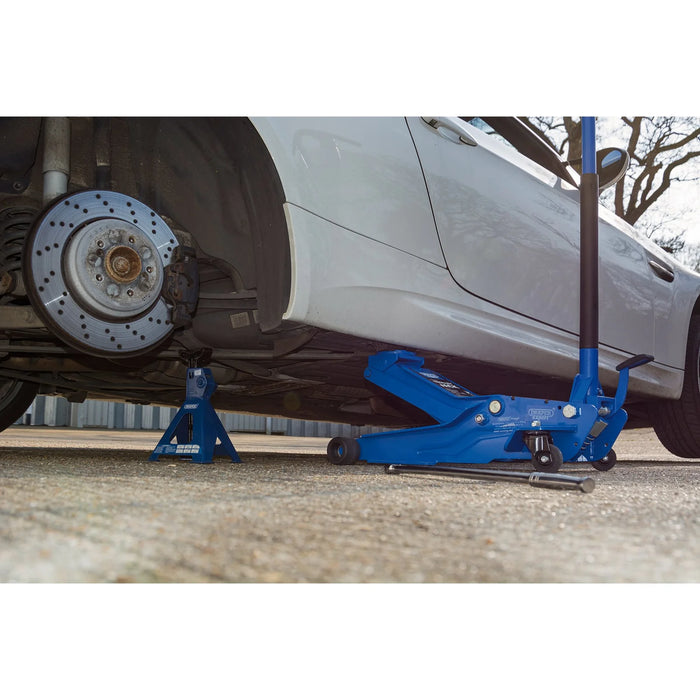 Draper Expert Professional Low Profile Garage Trolley Jack, 3 Tonne, Blue