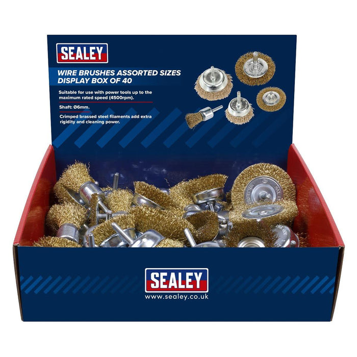 Sealey Wire Brushes Assorted Sizes Display Box of 40 BWBS40DB Sealey - Town Tools 