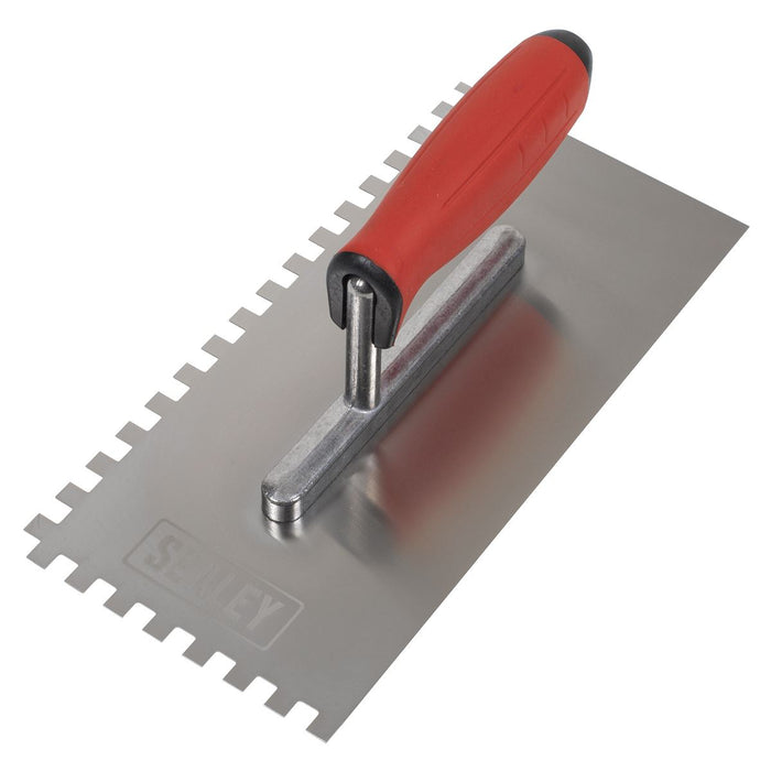 Sealey Stainless Steel 8mm Notched Trowel with Rubber Handle 270mm T7808 Sealey - Town Tools 