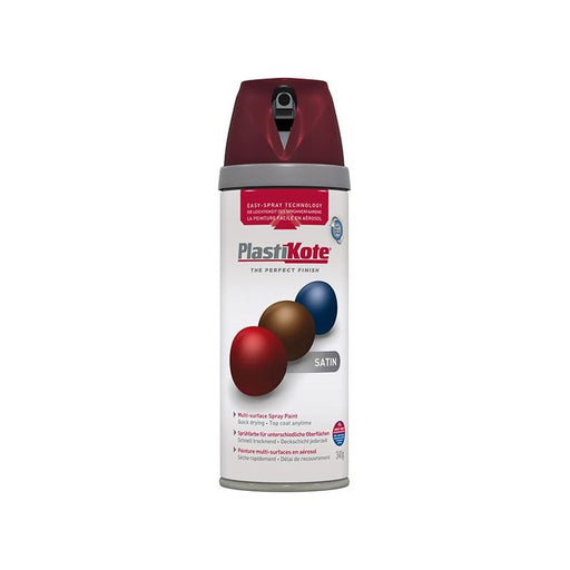 Plastikote Twist & Spray Satin Wine Red 400ml PlastiKote - Town Tools