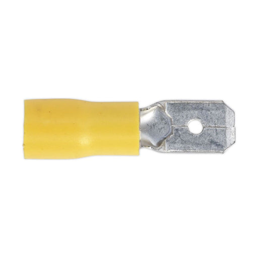 Sealey Push-On Terminal 6.3mm Male Yellow Pack of 100 YT15 Sealey - Town Tools 