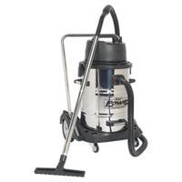 Sealey Vacuum Cleaner Industrial Wet & Dry 77L Stainless Steel Drum with Swivel