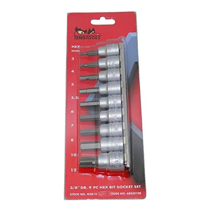 Teng Tools 3/8" Hex Bit Socket Clip Rail Set 9 Pieces Teng Tools - Town Tools 