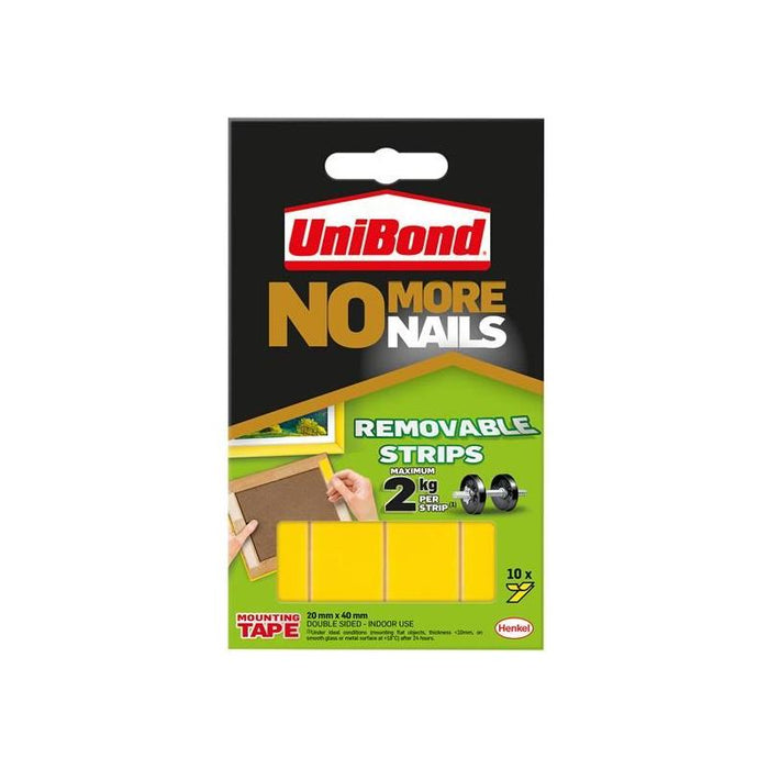 Unibond No More Nails Indoor Removable Mounting Tape Strips (Pack of 10) UniBond - Town Tools