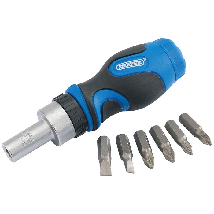 Draper Stubby Ratchet Screwdriver and Bit Set (7 Piece) 01050 Draper - Town Tools 