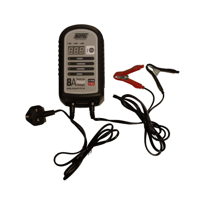 Maypole 7428 8A 12V Car Bike Caravan Van Electronic Smart Battery Charger Maypole - Town Tools 