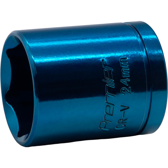 Sealey 1/2"Dr Coloured Socket 24mm (Light Blue)
