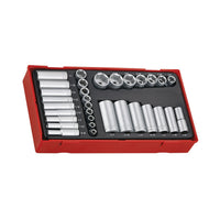Teng Tools 1/4" & 3/8" Socket Set AF 6 pt TT1 32 Pieces