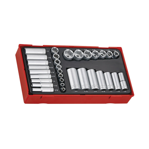 Teng Tools 1/4" & 3/8" Socket Set AF 6 pt TT1 32 Pieces Teng Tools - Town Tools 