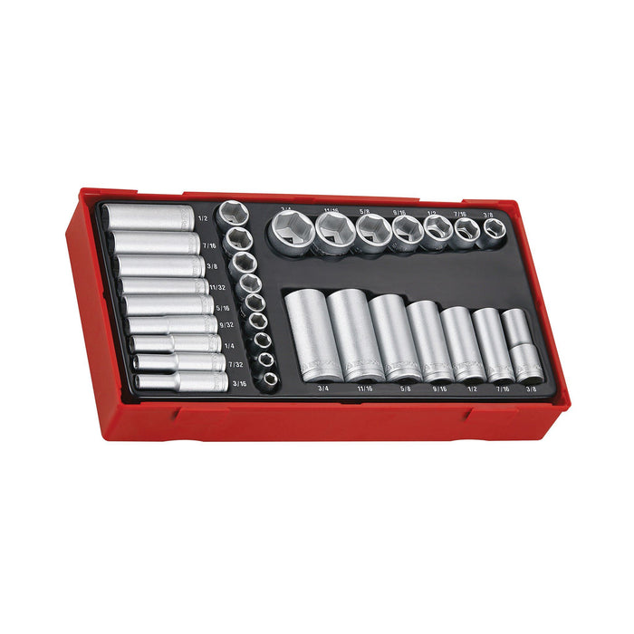Teng Tools 1/4" & 3/8" Socket Set AF 6 pt TT1 32 Pieces Teng Tools - Town Tools 