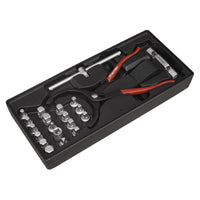 Sealey Tool Tray with Oil Filter Wrench Pliers & Drain Plug Set 21pc TBT28