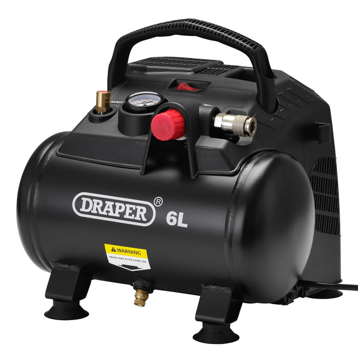 Draper 230V 6L Oil-Free Air Compressor, 1.2kW/1.5hp - DA6/180