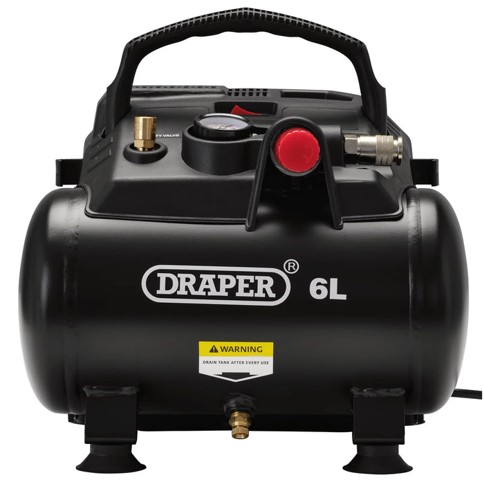 Draper 230V 6L Oil-Free Air Compressor, 1.2kW/1.5hp - DA6/180
