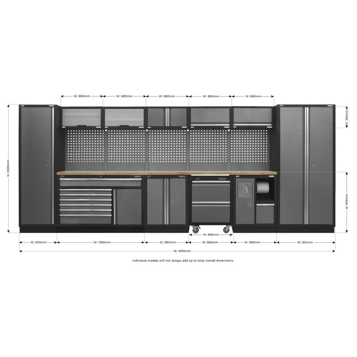 Superline Pro Superline PRO Storage System with Pressed Wood Worktop 4.9m Superline Pro - Town Tools 