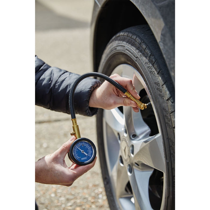 Draper Tyre Pressure Gauge with Flexible Hose 69924 Draper - Town Tools 