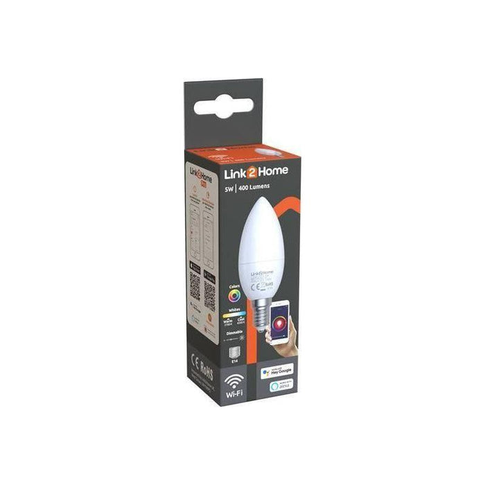 Link2Home Wi-Fi LED SES (E14) Opal Candle Dimmable Bulb, White + RGB 400 lm 5W Link2Home - Town Tools
