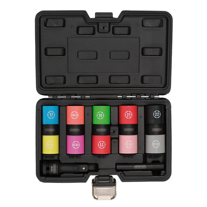 Draper Double Ended Wheel Nut Socket Set, 1/2" Sq. Dr. (7 Piece) - DEWNSS - 7PCS