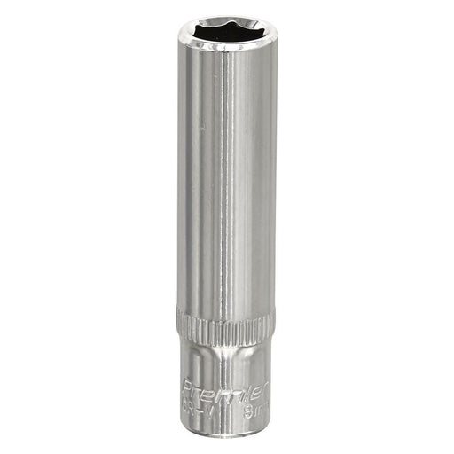 Sealey WallDrive Socket 8mm Deep 1/4"Sq Drive Fully Polished SP1408D Sealey - Town Tools 