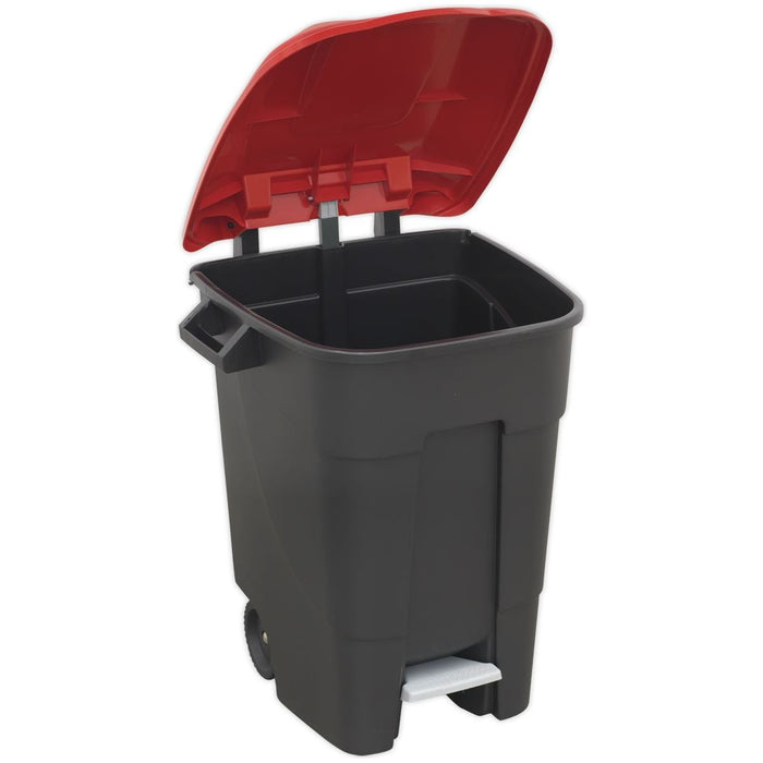 Sealey Refuse/Wheelie Bin with Foot Pedal 100L Red BM100PR Sealey - Town Tools 