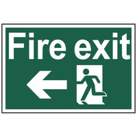 Scan Fire Exit Running Man Arrow Left - PVC Sign 300 x 200mm