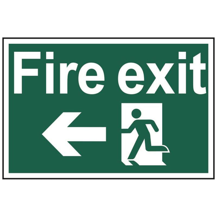 Scan Fire Exit Running Man Arrow Left - PVC Sign 300 x 200mm Scan - Town Tools