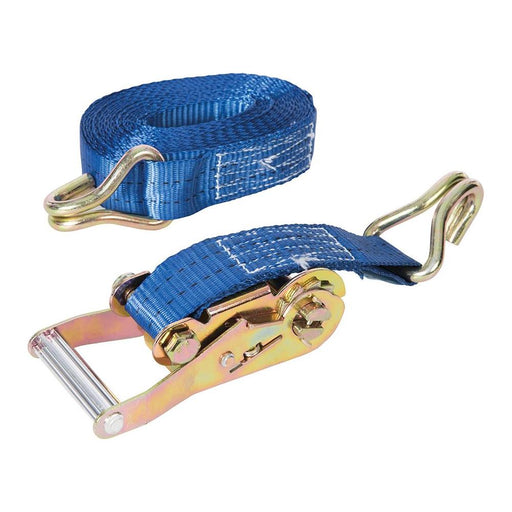 Silverline Ratchet Tie Down Strap J-Hook 6m x 38mm - Rated 750kg Capacity 1500kg Silverline - Town Tools 