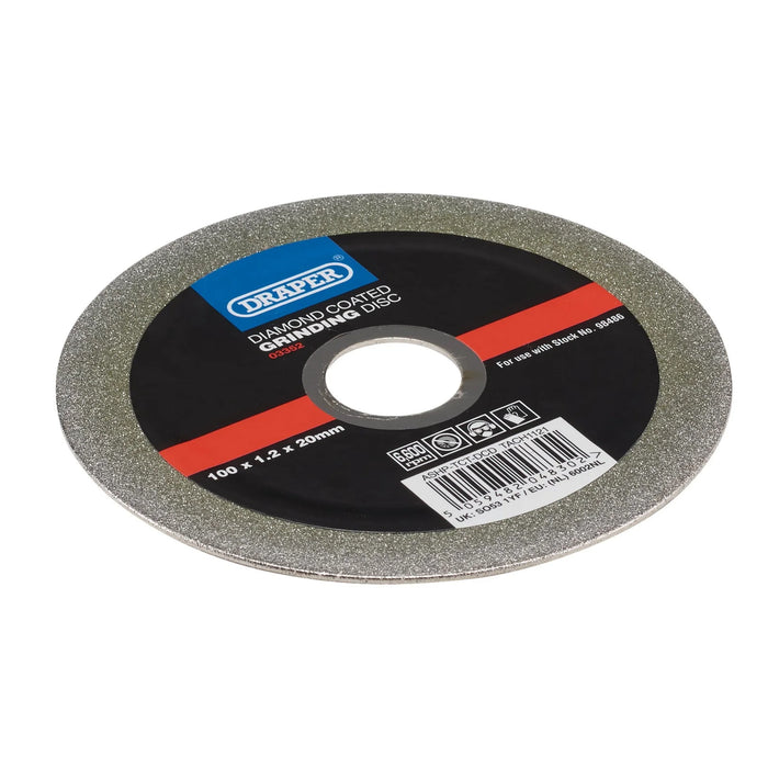 Draper Diamond-Coated Grinding Disc, 100 x 1.2 x 20mm - ASHP-TCT-DCD