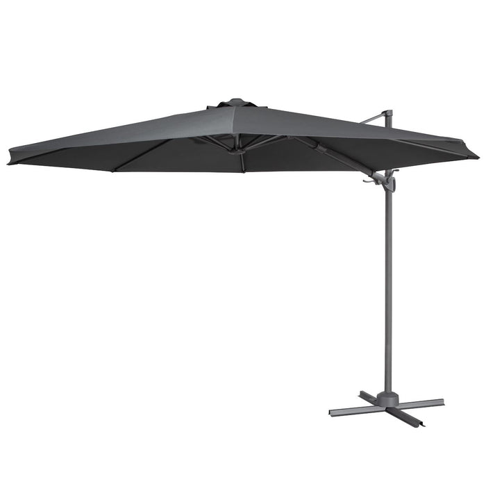 Dellonda Cantilever Parasol with 360 Rotation, Tilt & Cover 3m - Grey