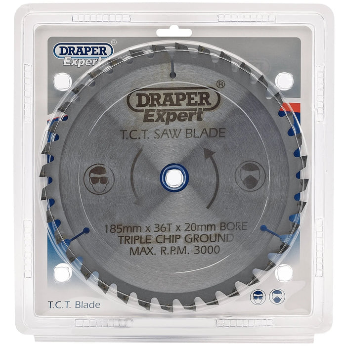 Draper Expert  TCT Saw Blade, 185 x 20mm, 36T - CSB185MP/B