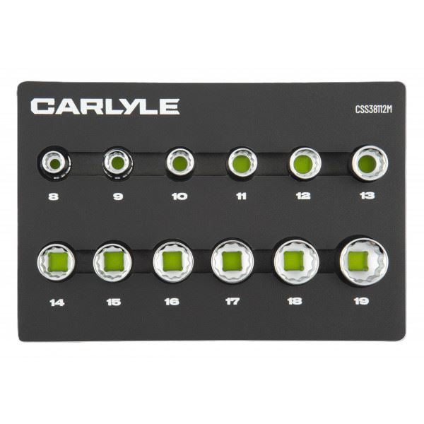 Carlyle Tools 12Pc 3/8 Drive 12 Point Socket Set 8mm To 19mm