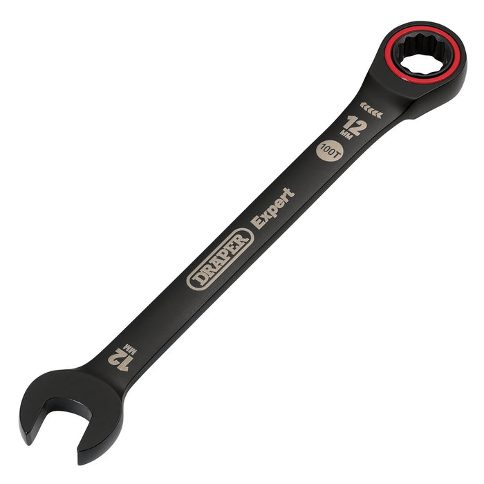 Draper Expert HI-TORQ® Metric Ratchet Combination Spanner, , Black 8-19mm