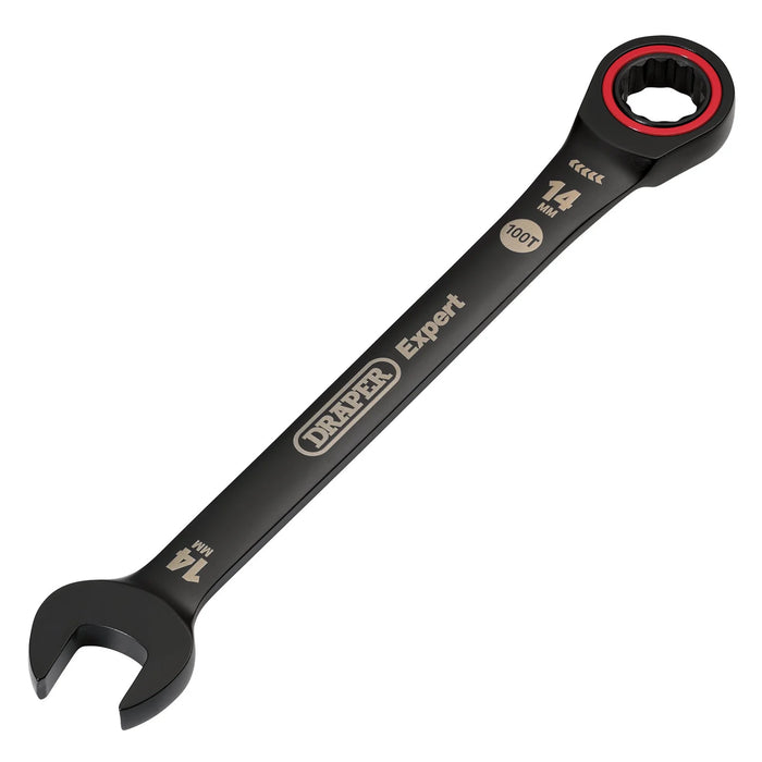 Draper Expert HI-TORQ® Metric Ratchet Combination Spanner, , Black 8-19mm