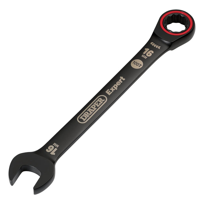 Draper Expert HI-TORQ® Metric Ratchet Combination Spanner, , Black 8-19mm