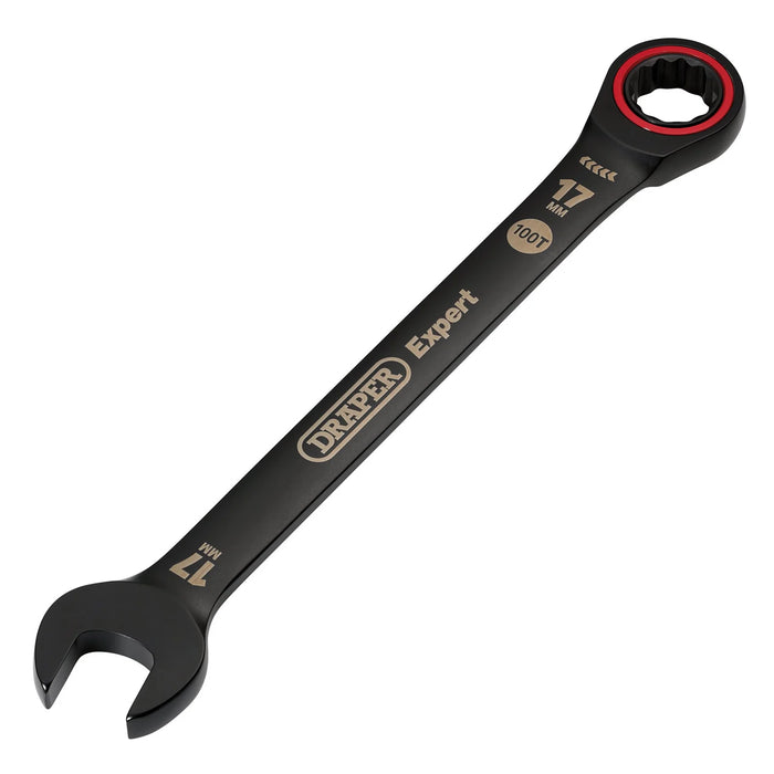 Draper Expert HI-TORQ® Metric Ratchet Combination Spanner, , Black 8-19mm